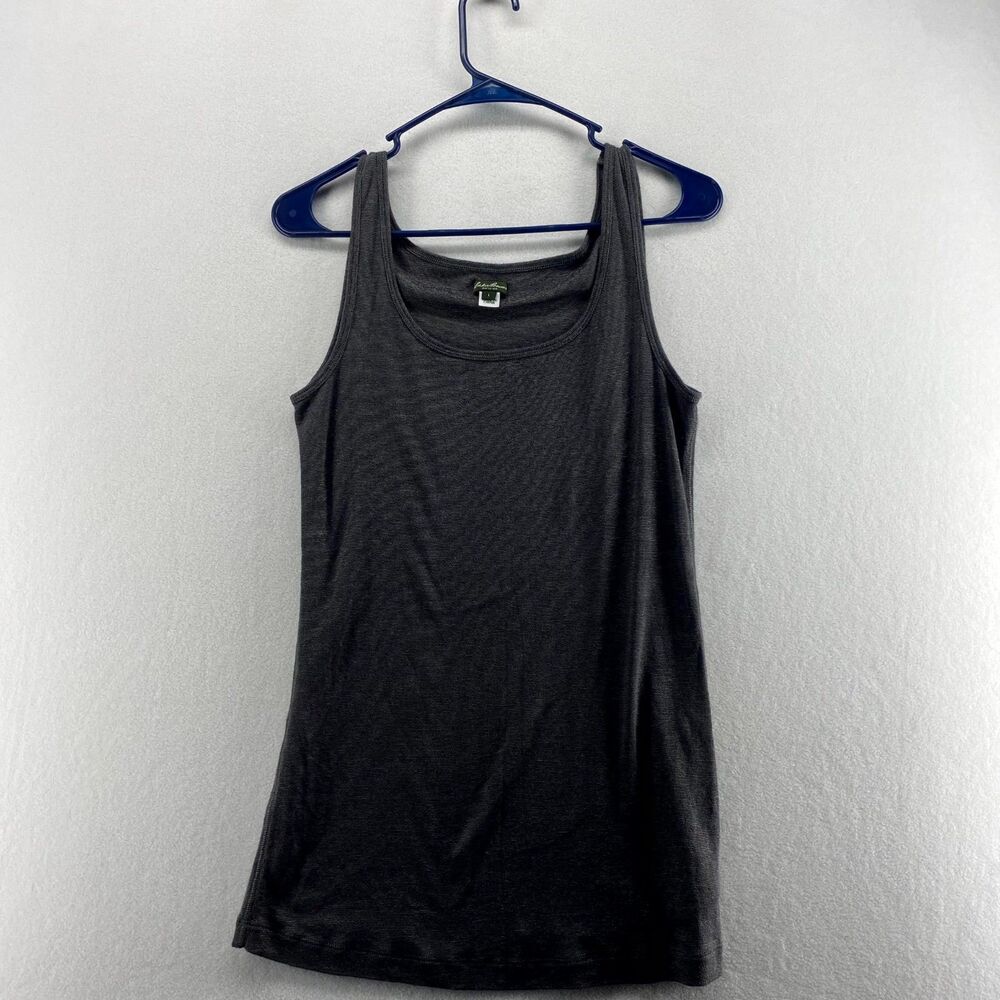 Eddie Bauer Dark Gray Striped Long Lightweight Thin Tank Top Womens Size L‎